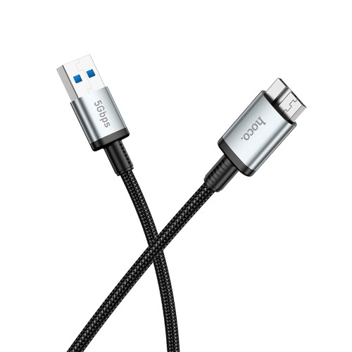 Мультимедійний кабель Hoco US10 USB-A – Micro-USB 3.0 5Gbit/s (0.5 м) (Black)