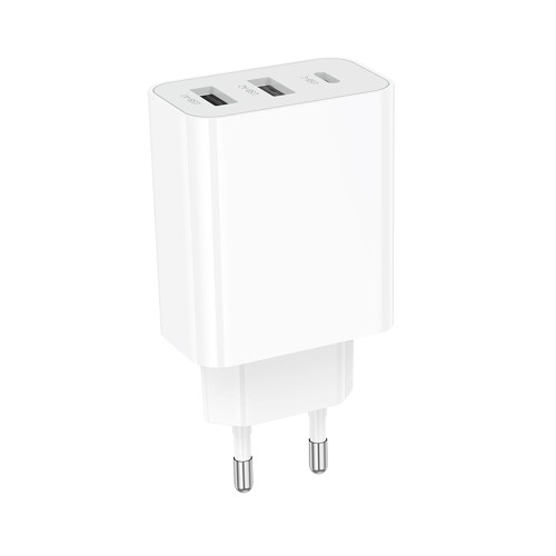 Сетевое зарядное устройство Borofone BA105A 2xUSB-A+USB-C (15W · 3A) (White)