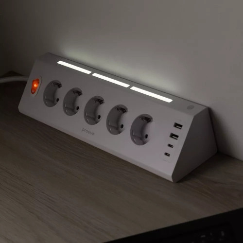 Сетевой фильтр Proove Prism Socket на 5 розеток (2xUSB-A+2xUSB-C · 1.6 м) (White)