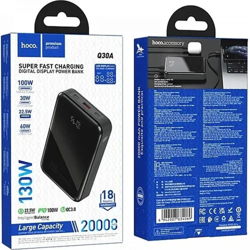 Повербанк Hoco Q30A Fast charge 130W (20000 mAh) (Gray)