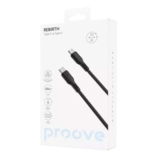 Кабель Proove Rebirth Type-C – Type-C (1 м · 60W · 3A) (Black)