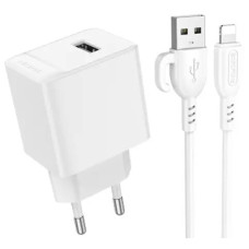 Мережевий зарядний пристрій Borofone BAS11A USB-A (10.5W · 2.1A) з кабелем USB-A – Lightning (White)