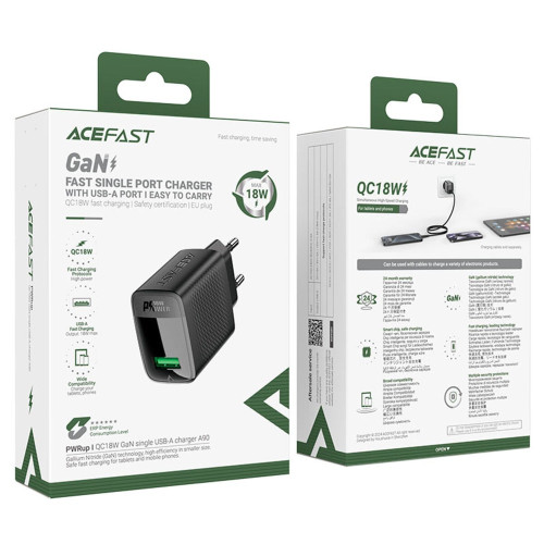 Сетевое зарядное устройство Acefast A90 USB-A (18W · 2A) (Black)