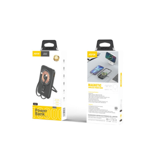 Повербанк Aspor A327 Magnetic QC+PD 37W Wireless Charger (10000 mAh) (White)