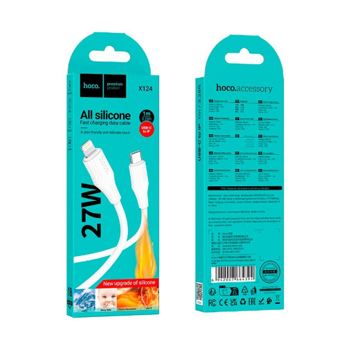 Кабель Hoco X124 Type-C – Lightning (1 м · 27W · 3A) (White)