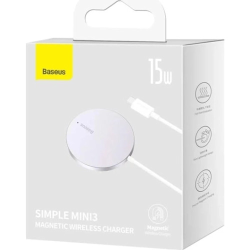 Бездротовий зарядний пристрій Baseus Simple Mini3 Magnetic Wireless Charger (15W) (Silver)