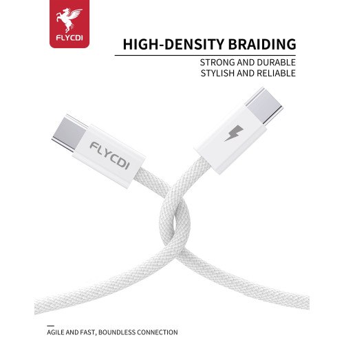 Кабель FLYCDI FLK006 Type-C – Type-C (1 м · 25W · 3A) (White)