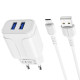Сетевое зарядное устройство Borofone BA37A 2xUSB-A (12W · 2.4A) с кабелем USB-A – Micro-USB (White)