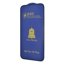 Захисне скло 4S ESD Antistatic для Apple iPhone 16 Plus (Full Glue) (Black)