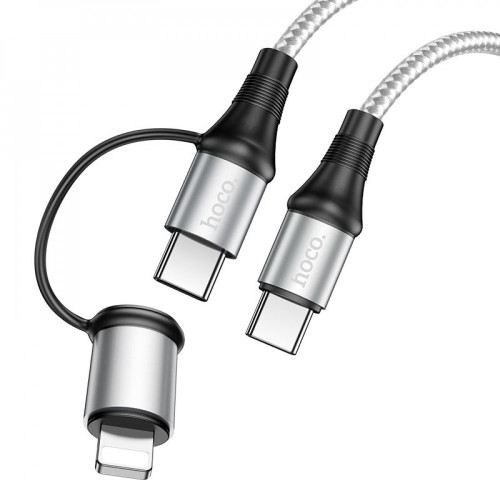 Кабель Hoco X50 2-в-1 Type-C – Type-C to Type-C to Lightning (1 м · 60W · 3A) (Gray)