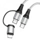 Кабель Hoco X50 2-в-1 Type-C – Type-C to Type-C to Lightning (1 м · 60W · 3A) (Gray)