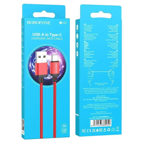 Кабель Borofone BX87 USB-A – Type-C (1 м · 18W · 3A) (Red)