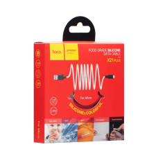 Кабель Hoco X21 Plus Silicone USB-A – Micro-USB (1 м · 12W · 2.4A) (Black/Red)