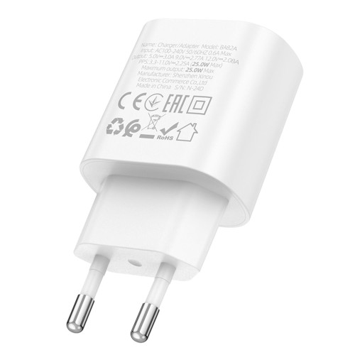 Сетевое зарядное устройство Borofone BA82A USB-C (25W · 3A) (White)