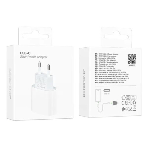 Сетевое зарядное устройство Borofone BA100A USB-C (20W · 3A) (White)