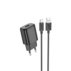 Сетевое зарядное устройство Hoco C134A USB-A (12W · 2.4A) с кабелем USB-A – Type-C (Black)