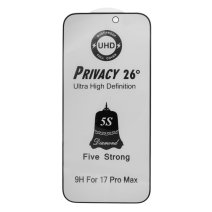 Защитное стекло 5S UHD Privacy 26° для Apple iPhone 17 Pro Max (Full Glue) (Black)