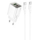 Сетевое зарядное устройство Hoco N46 USB-A+USB-C (20W · 3A) с кабелем Type-C – Type-C (White)