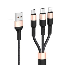 Кабель Hoco X26 3-в-1 (1 м · 2A) (Black/Gold)