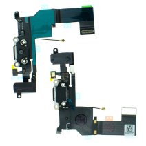 Шлейф для Apple iPhone SE (1st gen) (2016) з роз'ємом зарядки та навушників (Black) (Original PRC)