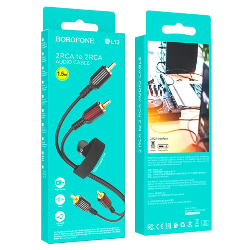 Аудіокабель AUX Borofone BL13 2RCA – 2RCA (1.5 м) (Black)