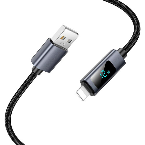 Кабель Hoco X112 USB-A – Lightning з дисплеєм (1 м · 12W · 2.4A) (Black)