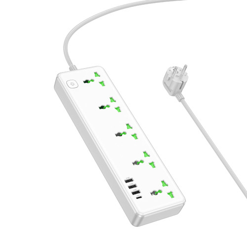 Сетевой фильтр Hoco AC13A на 5 розеток (17W · 4xUSB-A · 1.5 м) (White)