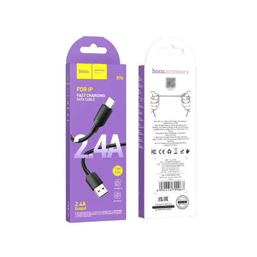 Кабель Hoco X96 USB-A – Lightning (1 м · 12W · 2.4A) (Black)
