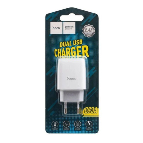 Сетевое зарядное устройство Hoco C73A 2xUSB-A (12W · 2.4A) (White)