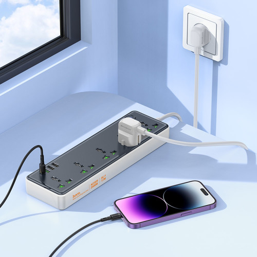 Сетевой фильтр Hoco AC13A на 5 розеток (17W · 4xUSB-A · 1.5 м) (Black)