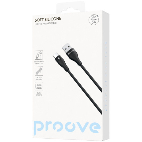 Кабель Proove Soft Silicone USB-A – Type-C (2 м · 12W · 2.4A) (Black)