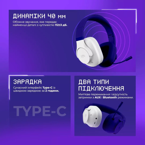 Наушники Bluetooth Proove Gaming Bliss (APP) (White)
