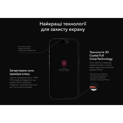 Захисне скло +NEU Chatel Privacy Glass для Apple iPhone 17 (Black)