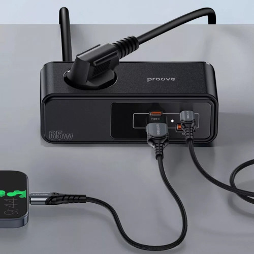 Мережевий фільтр Proove Homester Pro на 1 розетку (65W · 2xUSB-A+2xUSB-C · 1.5 м) (Black)