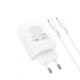 Сетевое зарядное устройство Hoco N33 USB-A+2xUSB-C (35W · 3.4A) с кабелем Type-C – Lightning (White)