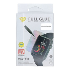 Защитное стекло UV для Apple Watch Series 4 (40mm) (GPS) (0.25 мм, 3D) (с UV клеем и лампой)
