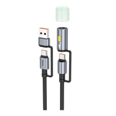 Кабель Hoco U138 Type-C – Type-C and USB з ліхтариком (1.2 м · 60W · 3A) (Black)