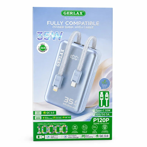Повербанк Gerlax P120P 35W (10000 mAh) (Gray)