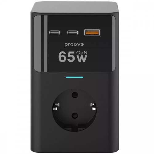 Сетевой фильтр Proove Power Cube на 3 розетки (65W · USB-A+2xUSB-C · 1.5 м) (Black)