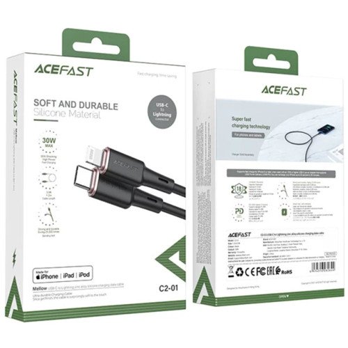 Кабель Acefast MFI C2-01 Type-C – Lightning (1.2 м · 20W · 3A) (Black)