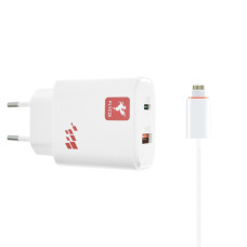 Сетевое зарядное устройство FLYCDI FA-006 USB-A+USB-C (20W · 3A) с кабелем USB-A – Lightning (White)