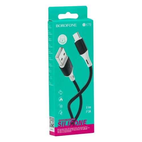 Кабель Borofone BX79 Silicone USB-A – Type-C (1 м · 15W · 3A) (Black)