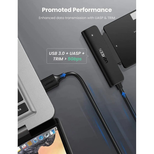 Внешний карман для 2.5 HDD UGREEN CM321 USB-A to 2.5-Inch SATA Converter black