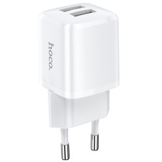 Мережевий зарядний пристрій Hoco N8 2xUSB-A (12W · 2.4A) (White)
