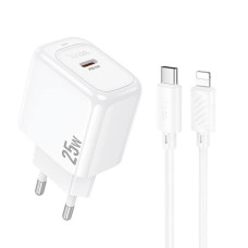 Сетевое зарядное устройство Hoco CS53A USB-C (25W · 3A) с кабелем Type-C – Lightning (White)