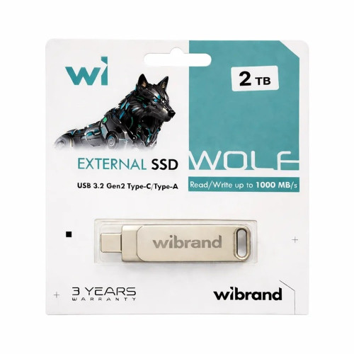 Зовнішній накопичувач Wibrand Wolf SSD USB-A/C WO1TB 2TB Silver