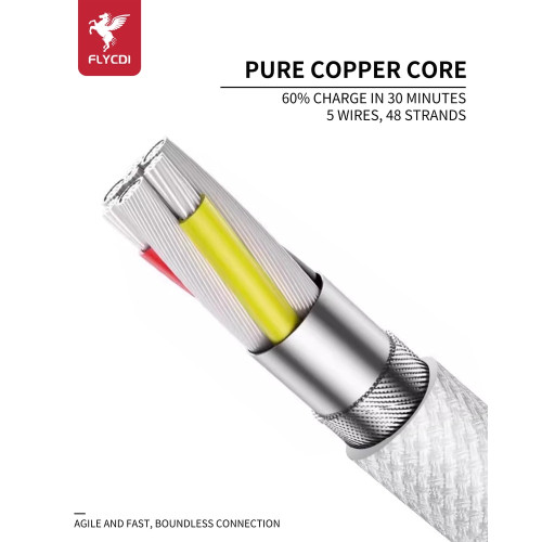 Кабель FLYCDI FLK006 Type-C – Lightning (1 м · 25W · 3A) (White)
