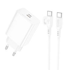 Сетевое зарядное устройство Borofone BA21A Pro USB-C (20W · 3A) с кабелем Type-C – Type-C (White)