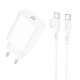 Мережевий зарядний пристрій Borofone BA21A Pro USB-C (20W · 3A) з кабелем Type-C – Type-C (White)
