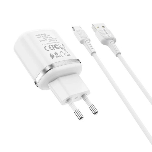 Сетевое зарядное устройство Borofone BA36A USB-A (18W · 3A) с кабелем USB-A – Type-C (White)